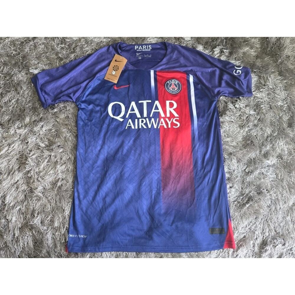 New Paris MBAPPE #7 Nike Dri-Fit Soccer Jersey Qatar Airways GOAT Mens XL Blue